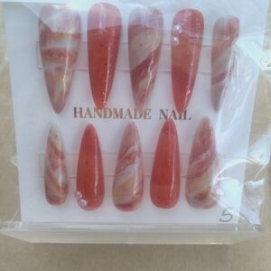 Handmade Rose Marble Press-On Nail Set